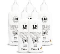 LM Window Color Lot de 5 pots de peinture blanc 80 ml Pour fenêtres amovibles Sur images de fenêtre, carreaux de miroir et autres surfaces lisses