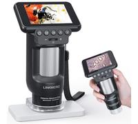 LM013 Microscope portable pour enfants avec écran LCD de 7,1 cm, kit de microscope numérique portable pour enfants de 8 à 12 ans, loupe de poche USB pour adultes avec 8 lumières LED, lames de