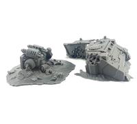 LM3D 2 véhicules détruits - Scénographie pour Wargames et miniatures Sci-Fi - Réservoir et robot futuriste - 28 mm/32 mm - Couvertures et barricades - Imprimé en 3D