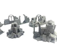 LM3D 7 Murs en ruines - Scénographie pour Wargames et miniatures Fantasy 28 mm/32 mm - Imprimé en 3D
