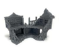 LM3D Barrenfall House 2 Ruins, scénographie fantaisie médiévale 28 mm, intérieurs décorés, pour tablette Wargames et Dioramas DND