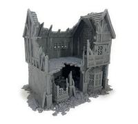 LM3D Briarwood Shop 2 Ruins, scénographie médiévale en ruines à 2 étages, bâtiment pour Wargames 28 mm