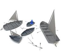LM3D Lot de 5 bateaux miniatures, scénographie Fantasy, échelle 28 mm-32 mm, compatible avec Warhammer et D & D, gris