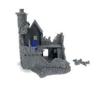 LM3D Maison en ruines médiévale pour Wargames 28 mm-32 mm, modèle fantaisie à 2 étages, 154 x 189 x 197 mm, gris
