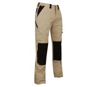 LMA Workwear 1454 PLUTON Pantalon bicolore avec poches au genou, taille 48, Beige/noir