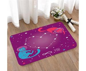 LMaFCaIGU Tapis de Porte Paillasson Interieur et Extérieur Antidérapant Absorbant,Affiche Cosmique pour l'amour avec des Chats-astronautes déguisés Flottant dans l'espace,40x60cm