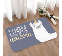 LMaFCaIGU Tapis de Porte Paillasson Interieur et Extérieur Antidérapant Absorbant,Affiche Murale avec Un Lama Rigolo à Corne de Licorne - Citation « Je Choisis d'être Une Licorne »,40x60cm