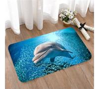 LMaFCaIGU Tapis de Porte Paillasson Interieur et Extérieur Antidérapant Absorbant,Affiche Murale représentant Un Dauphin à Gros Nez entouré d'un Banc de Petits Poissons,40x60cm