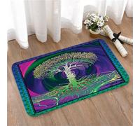 LMaFCaIGU Tapis de Porte Paillasson Interieur et Extérieur Antidérapant Absorbant,Arbre de Vie avec Fond Cosmique tourbillonnant et Racines Lumineuses,40x60cm