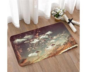 LMaFCaIGU Tapis de Porte Paillasson Interieur et Extérieur Antidérapant Absorbant,Armada d'OVNIs extraterrestres rétro de Science-Fiction Flottant au-Dessus des Nuages,40x60cm