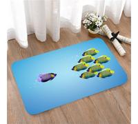 LMaFCaIGU Tapis de Porte Paillasson Interieur et Extérieur Antidérapant Absorbant,Banc de Poissons-Anges Multicolores, Un Poisson Violet séparé du Groupe Vert,40x60cm