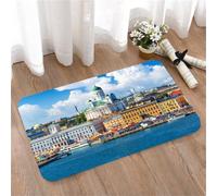 LMaFCaIGU Tapis de Porte Paillasson Interieur et Extérieur Antidérapant Absorbant,Bâtiments historiques du Port ensoleillé d'Helsinki au Bord de la mer d'un Bleu éclatant,40x60cm