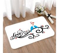 LMaFCaIGU Tapis de Porte Paillasson Interieur et Extérieur Antidérapant Absorbant,Branche Romantique ornée d'oiseaux Qui s'embrassent et de cœurs flottants,40x60cm