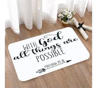 LMaFCaIGU Tapis de Porte Paillasson Interieur et Extérieur Antidérapant Absorbant,Citation biblique en Noir et Blanc avec Dieu, Tout est Possible,40x60cm