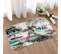 LMaFCaIGU Tapis de Porte Paillasson Interieur et Extérieur Antidérapant Absorbant,Collage Artistique Grunge de la Tour Eiffel de Paris (Techniques Mixtes),40x60cm