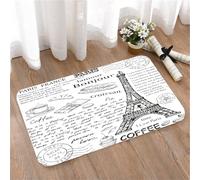 LMaFCaIGU Tapis de Porte Paillasson Interieur et Extérieur Antidérapant Absorbant,Collage dessiné à la Main représentant Paris, France, avec la Tour Eiffel et de la Nourriture,40x60cm