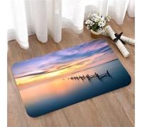 LMaFCaIGU Tapis de Porte Paillasson Interieur et Extérieur Antidérapant Absorbant,Coucher de Soleil sur Une jetée abandonnée, avec de l'eau Douce et Un Ciel Magnifique (Image numérique),40x60cm