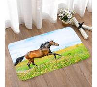 LMaFCaIGU Tapis de Porte Paillasson Interieur et Extérieur Antidérapant Absorbant,Courses équestres au Galop dans Une Prairie Fleurie - Liberté Animale Rurale (Imag),40x60cm