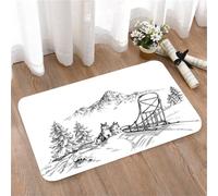 LMaFCaIGU Tapis de Porte Paillasson Interieur et Extérieur Antidérapant Absorbant,Croquis de Nature Vintage représentant Un traîneau à Chiens dans Les Montagnes enneigées d'Alaska,40x60cm