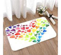 LMaFCaIGU Tapis de Porte Paillasson Interieur et Extérieur Antidérapant Absorbant, Cœurs Multicolores Arc-en-Ciel Formant Un Immense cœur coloré inspiré de l'arc-en-Ciel, 40x60cm