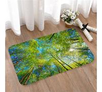 LMaFCaIGU Tapis de Porte Paillasson Interieur et Extérieur Antidérapant Absorbant,De Grands Arbres Verts de la forêt, Le Regard tourné vers Le Soleil éclatant Qui jaillit Entre Les Branches,40x60cm
