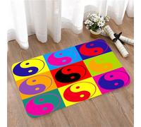 LMaFCaIGU Tapis de Porte Paillasson Interieur et Extérieur Antidérapant Absorbant,Design Pop Art Yin Yang, Symboles Hippies, Attitudes d'Asie Orientale, Paix et équilibre,40x60cm