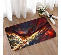 LMaFCaIGU Tapis de Porte Paillasson Interieur et Extérieur Antidérapant Absorbant,Dragon Mythique Rouge Flamboyant Volant dans Un Ciel Sombre et spectaculaire,40x60cm