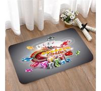 LMaFCaIGU Tapis de Porte Paillasson Interieur et Extérieur Antidérapant Absorbant,Éléments Graphiques du Jeu de Casino Roulette Quatre As Jetons,40x60cm