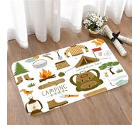 LMaFCaIGU Tapis de Porte Paillasson Interieur et Extérieur Antidérapant Absorbant,Ensemble d'icônes d'équipement de Camping,40x60cm