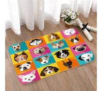 LMaFCaIGU Tapis de Porte Paillasson Interieur et Extérieur Antidérapant Absorbant, Ensemble d'icônes vectorielles Plates de Races de Chiens Populaires,40x60cm