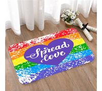 LMaFCaIGU Tapis de Porte Paillasson Interieur et Extérieur Antidérapant Absorbant,Fierté, répandons l'amour, écriture inspirante, cœur, Slogan de la Gay LGBT, Style Grunge, Vibrant,40x60cm