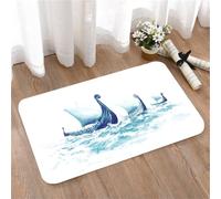 LMaFCaIGU Tapis de Porte Paillasson Interieur et Extérieur Antidérapant Absorbant,Flotte de drakkars Vikings naviguant sur Les Vagues déchaînées de l'océan,40x60cm