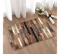LMaFCaIGU Tapis de Porte Paillasson Interieur et Extérieur Antidérapant Absorbant,Fond Mural en mosaïque de Bois de récupération, Planches de Bois Verticales Multicolores,40x60cm