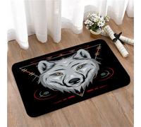 LMaFCaIGU Tapis de Porte Paillasson Interieur et Extérieur Antidérapant Absorbant,Graphisme de Visage de Loup avec Symboles décoratifs mystiques,40x60cm