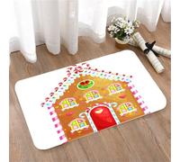 LMaFCaIGU Tapis de Porte Paillasson Interieur et Extérieur Antidérapant Absorbant,Graphisme par Sublimation pour Les fêtes d'hiver Maison en Pain d'épice décorée de Cannes de Noël, 40x60cm