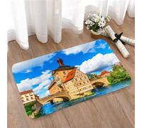 LMaFCaIGU Tapis de Porte Paillasson Interieur et Extérieur Antidérapant Absorbant,Hôtel de Ville de Bamberg, Allemagne, Paysage Urbain Historique européen Sonnent,40x60cm
