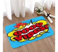 LMaFCaIGU Tapis de Porte Paillasson Interieur et Extérieur Antidérapant Absorbant, Icône de BD Pop Art Bonnes Vibrations ! Illustration vectorielle de Bulle de Dialogue,40x60cm