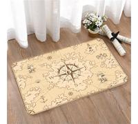 LMaFCaIGU Tapis de Porte Paillasson Interieur et Extérieur Antidérapant Absorbant,Illustration d'un Phare, d'une Pieuvre et d'un Coquillage sur Une Ancienne Carte Nautique,40x60cm