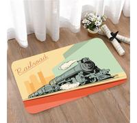 LMaFCaIGU Tapis de Porte Paillasson Interieur et Extérieur Antidérapant Absorbant,Illustration Vintage d'un Train à Vapeur sur Une Voie ferrée,40x60cm