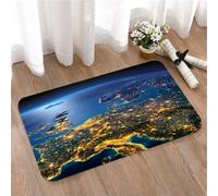 LMaFCaIGU Tapis de Porte Paillasson Interieur et Extérieur Antidérapant Absorbant,Image Satellite Nocturne de la Terre lumières urbaines éclatantes à Travers Le Continent européen,40x60cm