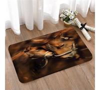 LMaFCaIGU Tapis de Porte Paillasson Interieur et Extérieur Antidérapant Absorbant,Image sur Le thème de la mère et de l'enfant Deux Chevaux Rouges Chics, drôles et Mignons,40x60cm