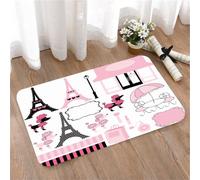 LMaFCaIGU Tapis de Porte Paillasson Interieur et Extérieur Antidérapant Absorbant,Images Clipart sur Le thème de Paris Tour Eiffel et Caniche Rose,40x60cm