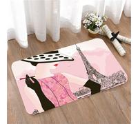 LMaFCaIGU Tapis de Porte Paillasson Interieur et Extérieur Antidérapant Absorbant,Imprimé Graphique Vintage Rose de la Tour Eiffel de Paris pour Femme,40x60cm