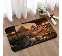 LMaFCaIGU Tapis de Porte Paillasson Interieur et Extérieur Antidérapant Absorbant,Léopard d'Égypte, Femme égyptienne Antique et guépard apprivoisé,40x60cm