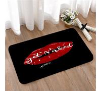 LMaFCaIGU Tapis de Porte Paillasson Interieur et Extérieur Antidérapant Absorbant,Lèvres Rouges Brillantes sur Fond Noir uni avec Texte Blanc en écriture Cursive,40x60cm