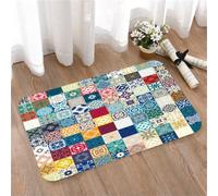 LMaFCaIGU Tapis de Porte Paillasson Interieur et Extérieur Antidérapant Absorbant,Magnifique Motif Patchwork sans Couture inspiré des azulejos marocains et Portugais colorés,40x60cm