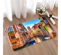 LMaFCaIGU Tapis de Porte Paillasson Interieur et Extérieur Antidérapant Absorbant,Maisons historiques et balcons Fleuris sur la Voie navigable vénitienne illuminée,40x60cm