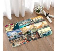 LMaFCaIGU Tapis de Porte Paillasson Interieur et Extérieur Antidérapant Absorbant,Masques pour Le Carnaval de Venise, gondoles de Style Baroque, fleuve, Monuments Italiens,40x60cm
