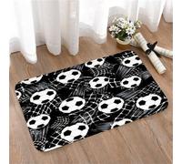 LMaFCaIGU Tapis de Porte Paillasson Interieur et Extérieur Antidérapant Absorbant,Motif à répétition sur Le thème du Sport avec des Ballons de Football et Une Texture de Filet de Football,40x60cm