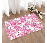 LMaFCaIGU Tapis de Porte Paillasson Interieur et Extérieur Antidérapant Absorbant,Motif Rose répétitif orné de Lapins de Dessin animé espiègles et de Petites icônes effrayantes,40x60cm